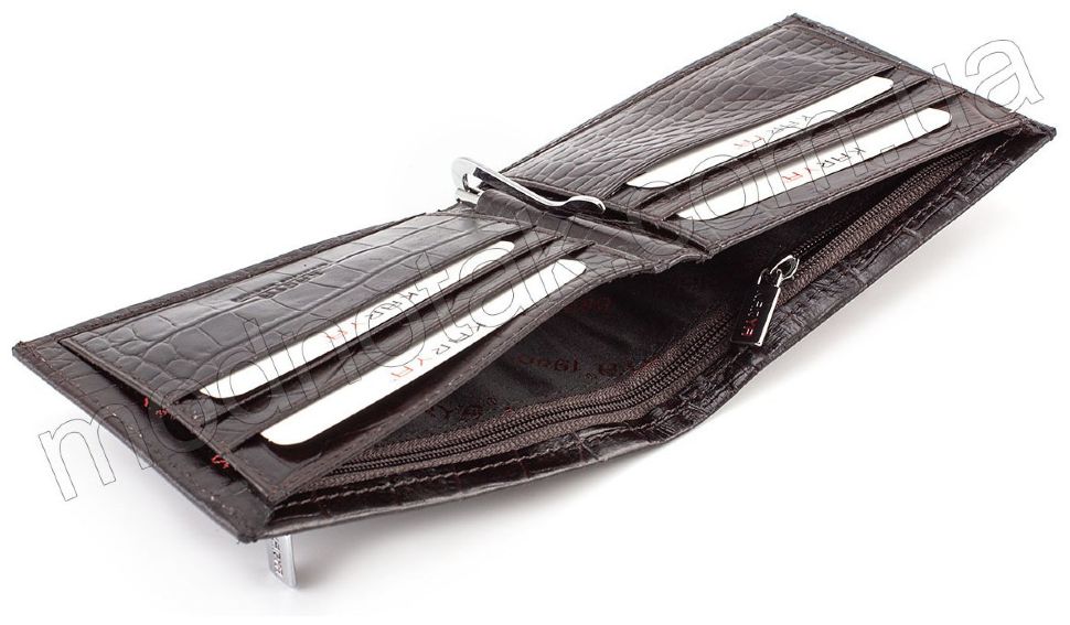 Мужской кожаный кошелек с тиснением под крокодила KARYA (0945-57)