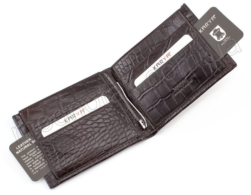 Мужской кожаный кошелек с тиснением под крокодила KARYA (0945-57)