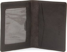 Коричневая обложка для военного билета из итальянской кожи с картой Украины - Grande Pelle (21950)