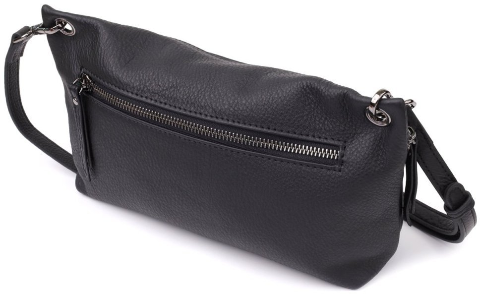 Компактная городская женская сумка из натуральной кожи черного цвета Vintage 98154 modnotak фото №2