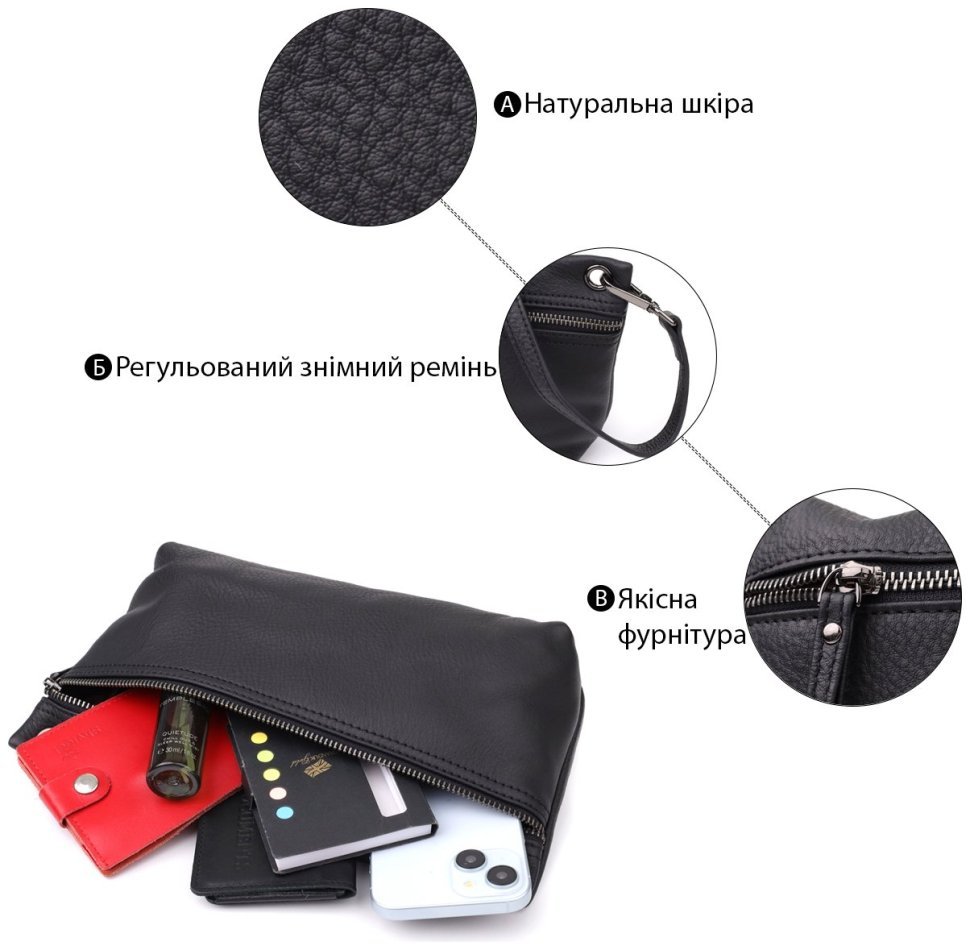 Компактная городская женская сумка из натуральной кожи черного цвета Vintage 98154 modnotak фото №4