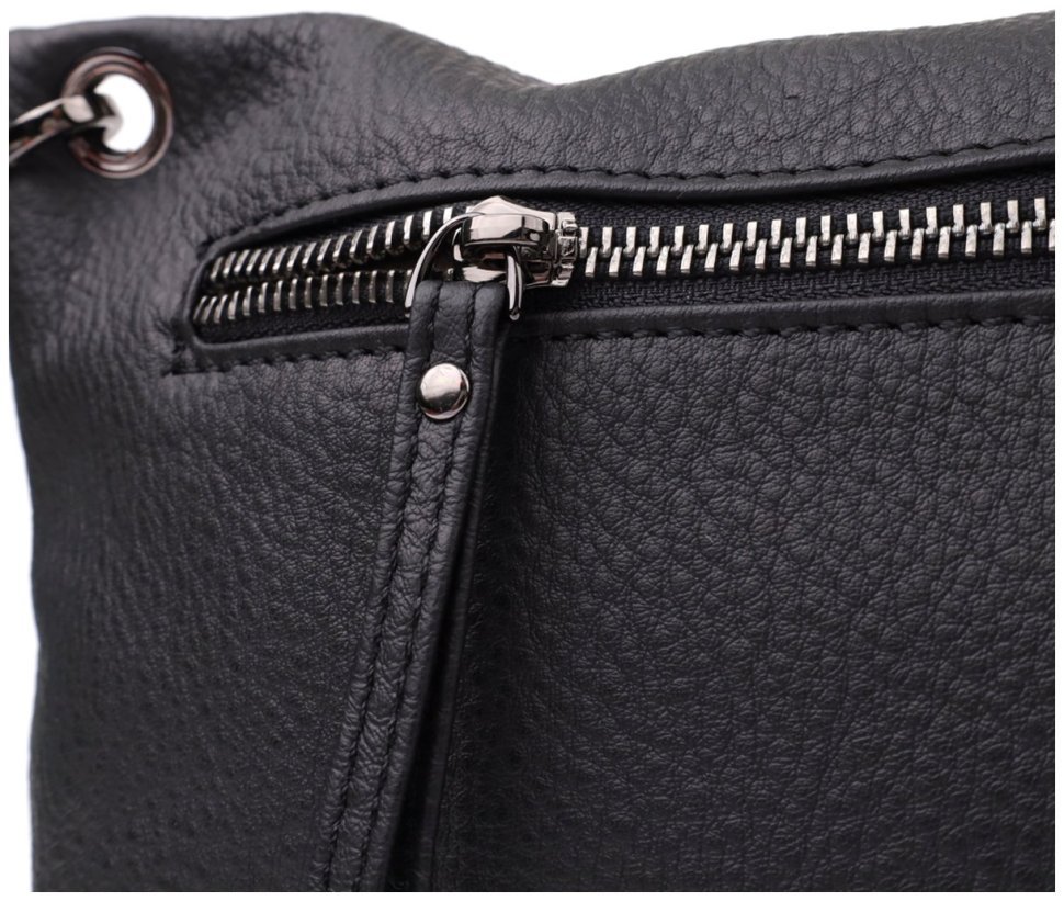 Компактная городская женская сумка из натуральной кожи черного цвета Vintage 98154 modnotak фото №5