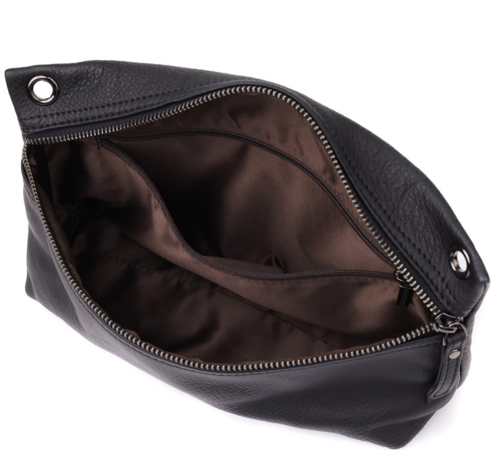 Компактная городская женская сумка из натуральной кожи черного цвета Vintage 98154 modnotak фото №7