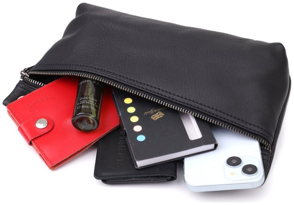 Компактная городская женская сумка из натуральной кожи черного цвета Vintage 98154 modnotak фото №8