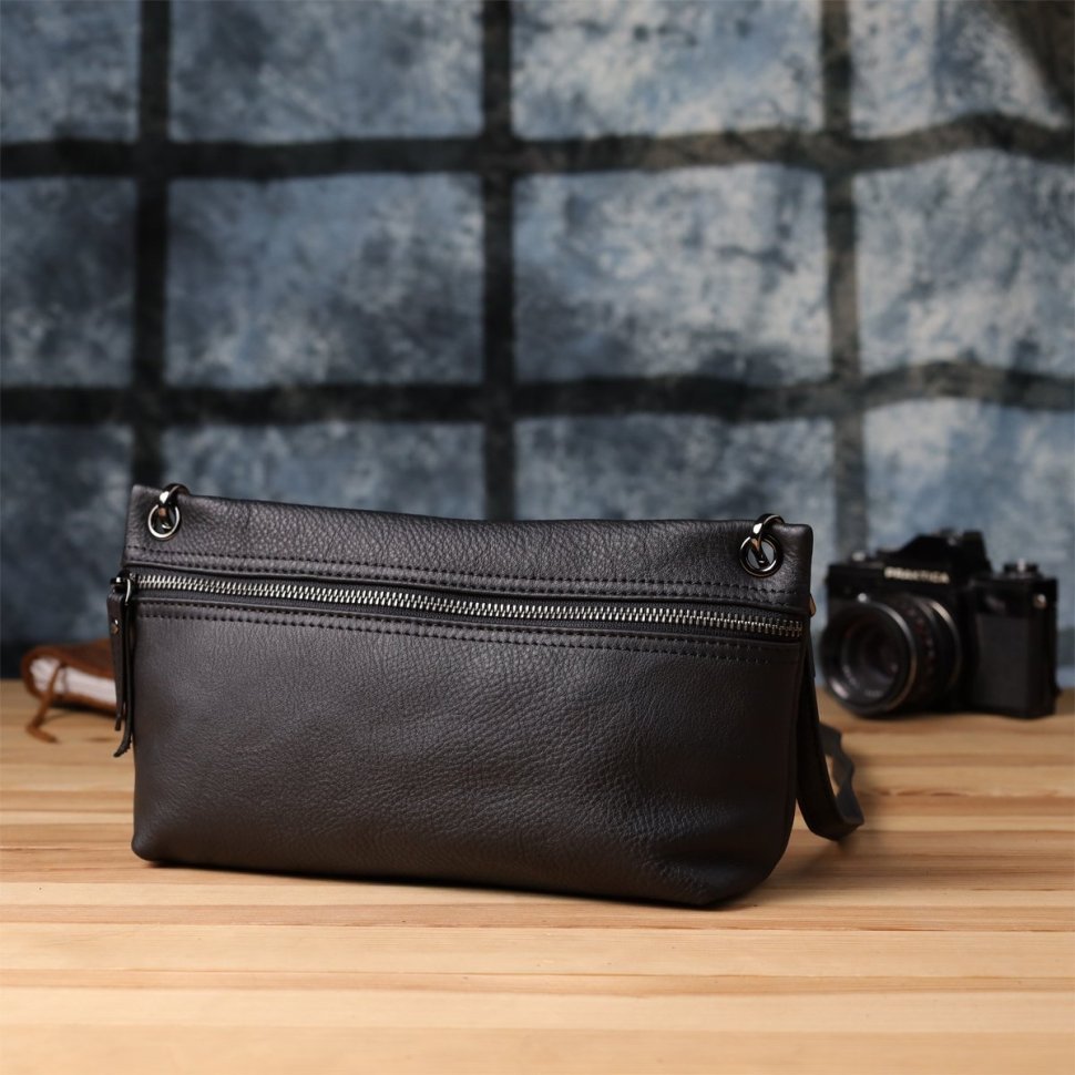 Компактная городская женская сумка из натуральной кожи черного цвета Vintage 98154 modnotak фото №9