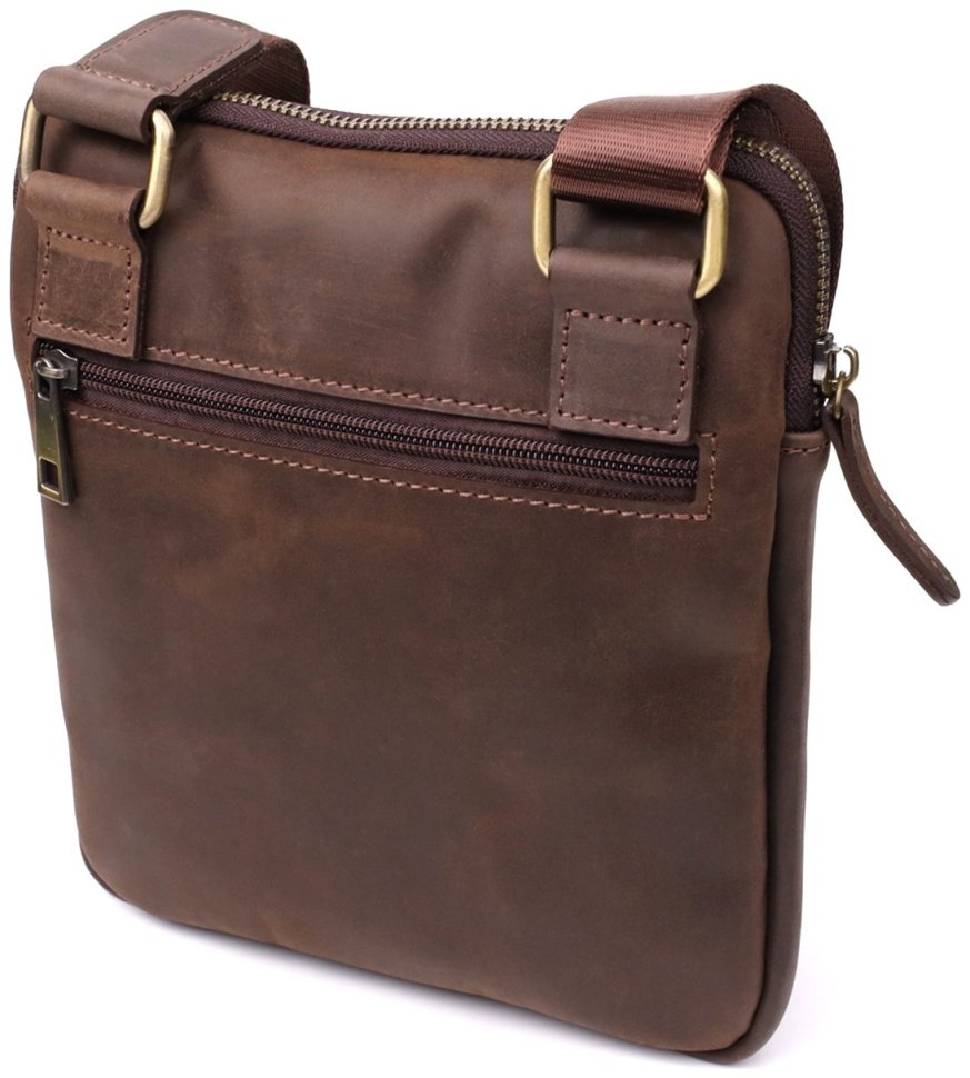 Повседневная мужская сумка из винтажной кожи с 1 основным отделением через плечо Shvigel коричневая 108354 modnotak фото №2
