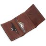 Маленький шкіряний коричневий гаманець ручної роботи на магніті Grande Pelle (13003) - 6