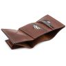 Маленький кожаный коричневый кошелек ручной работы на магните Grande Pelle (13003) - 7