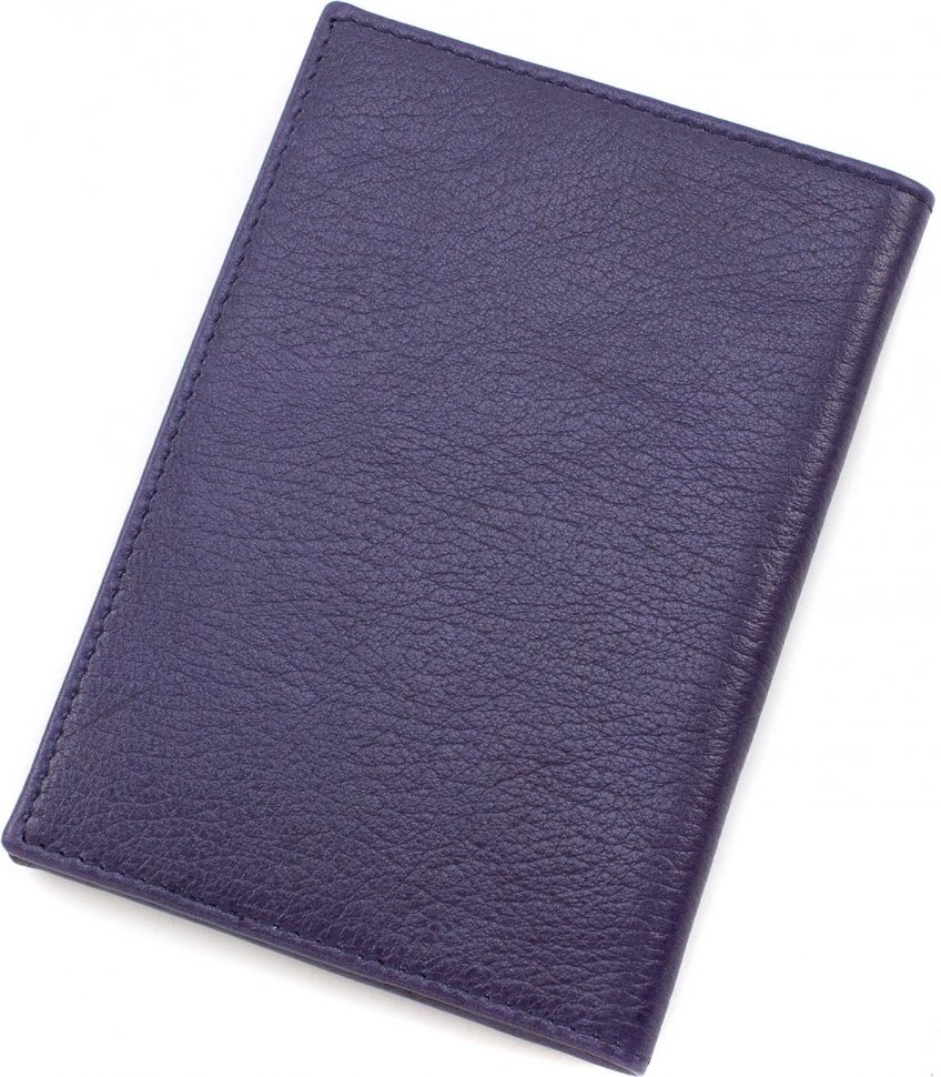 Синяя обложка из натуральной кожи с выраженной фактурой KARYA (094-44)