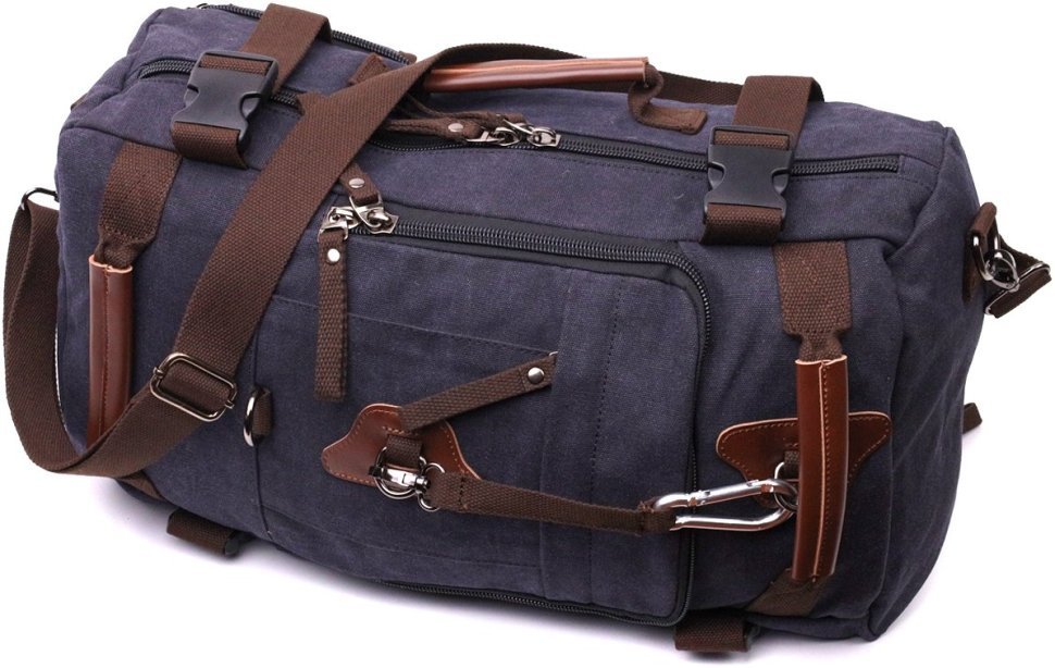 Великий чоловічий рюкзак-трансформер із чорного текстилю Vintage 2422157