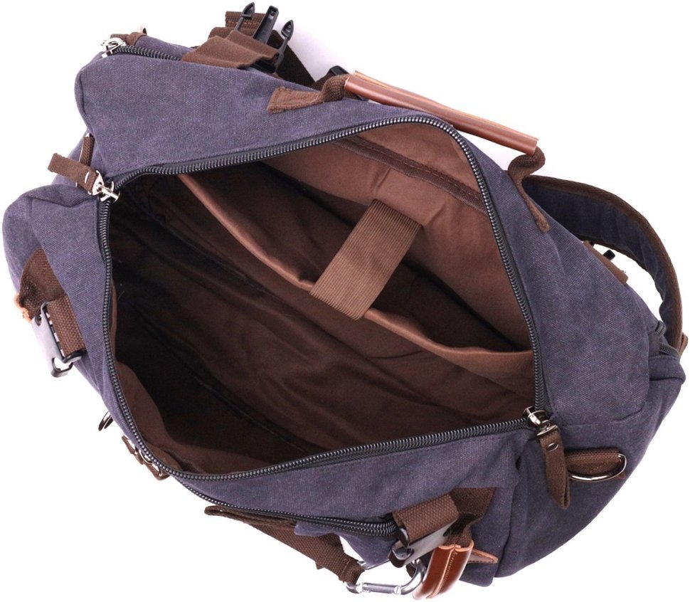 Великий чоловічий рюкзак-трансформер із чорного текстилю Vintage 2422157