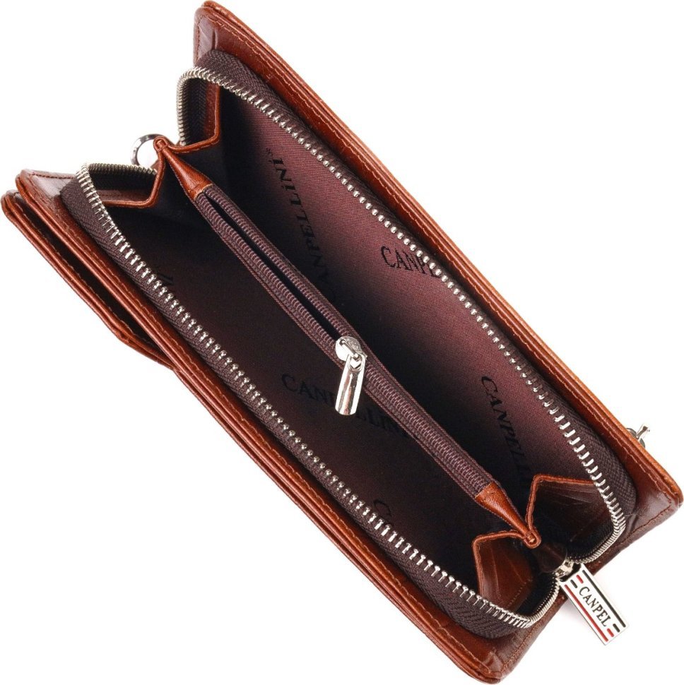 Кожаный мужской кошелек-клатч коричневого цвета с ремешком на запястье CANPELLINI (2421544)