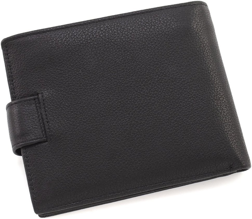 Чоловіче портмоне середнього розміру з натуральної шкіри чорного кольору Marco Coverna 68654