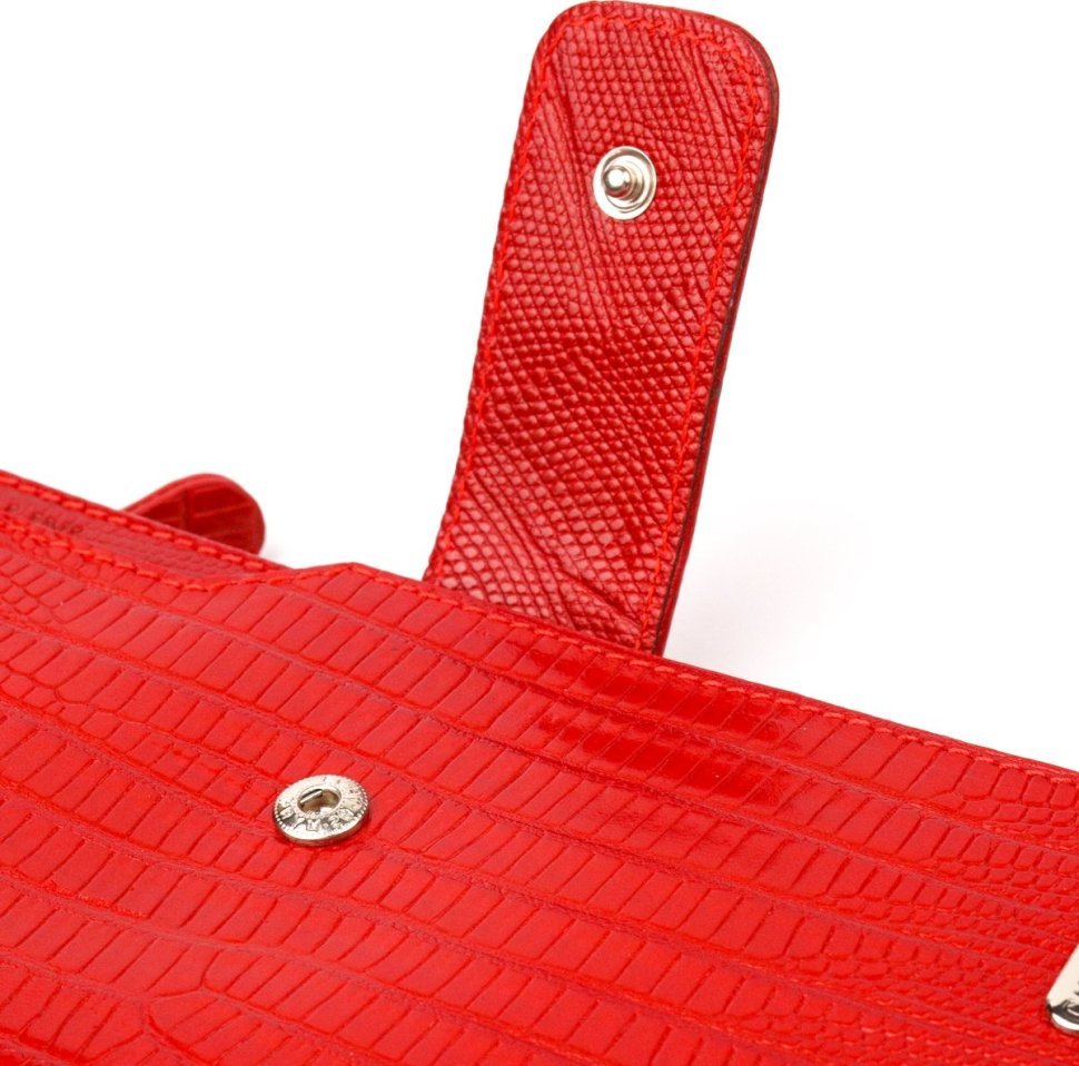 Великий жіночий гаманець червоного кольору з натуральної шкіри під змію CANPELLINI (2421646)