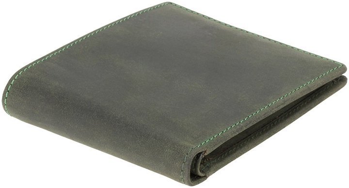 Чоловічий горизонтальний портмоне з вінтажної шкіри зеленого кольору Visconti Shield 69054