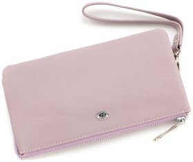 Темно-рожевий жіночий гаманець-клатч з яловичої шкіри ST Leather (15331)
