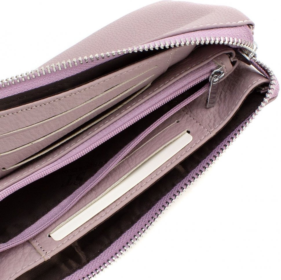 Темно-рожевий жіночий гаманець-клатч з яловичої шкіри ST Leather (15331)