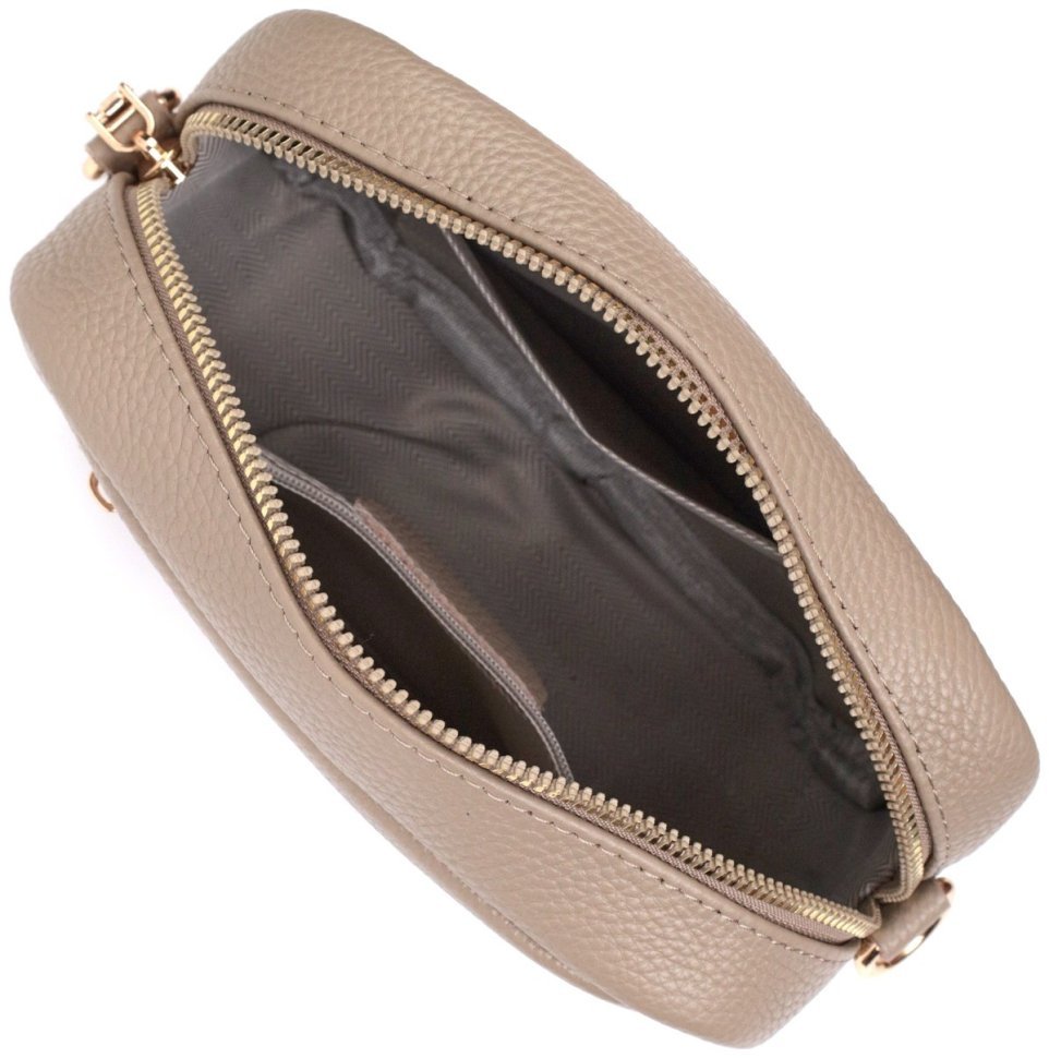 Компактна жіноча сумка-кроссбоді з натуральної шкіри бежевого кольору Vintage 2422318