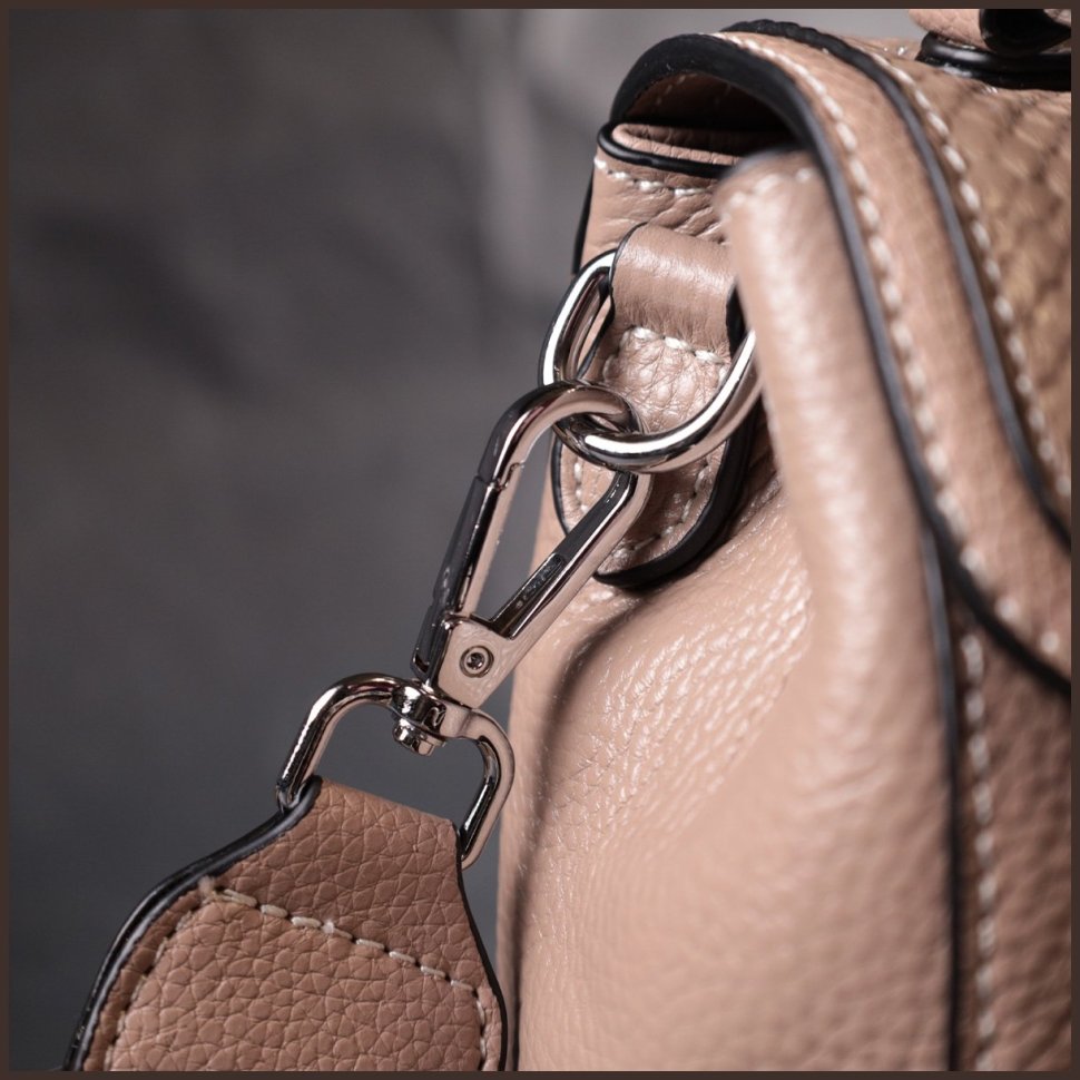 Бежева жіноча шкіряна сумка маленького розміру з плечовим ремінцем Vintage 2422418
