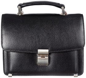 Классическая мужская кожаная барсетка черного цвета с ручкой Desisan 80555