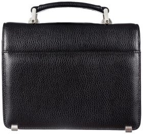 Классическая мужская кожаная барсетка черного цвета с ручкой Desisan 80555
