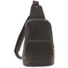 Якісна чоловіча сумка-слінг із італійської шкіри коричневого кольору Grande Pelle 70755 - 4