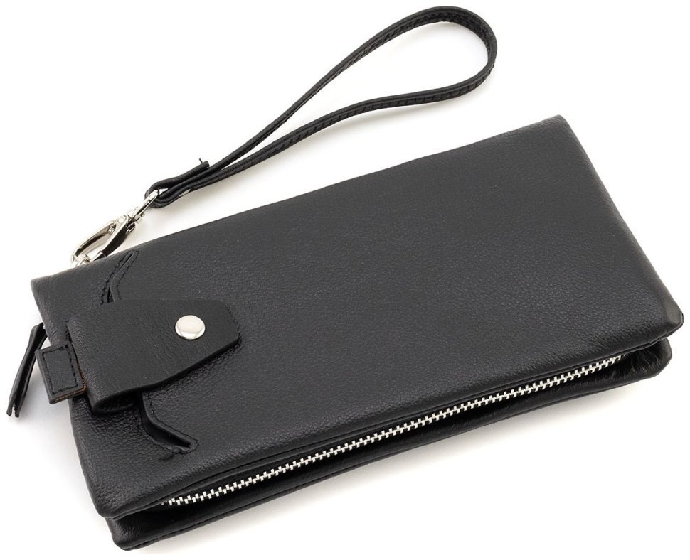 Шкіряний жіночий гаманець з кишенею для смартфона ST Leather 90855 чорного кольору modnotak фото №8