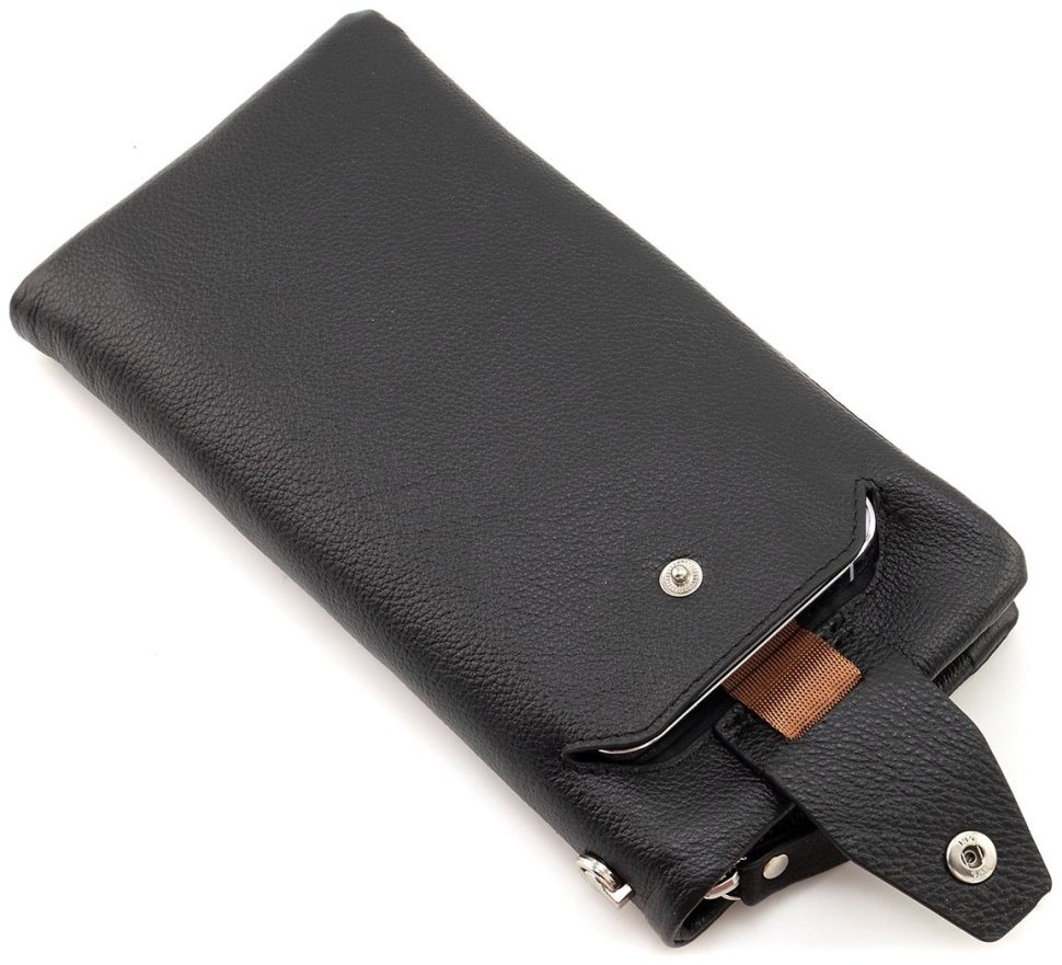 Шкіряний жіночий гаманець з кишенею для смартфона ST Leather 90855 чорного кольору modnotak фото №9
