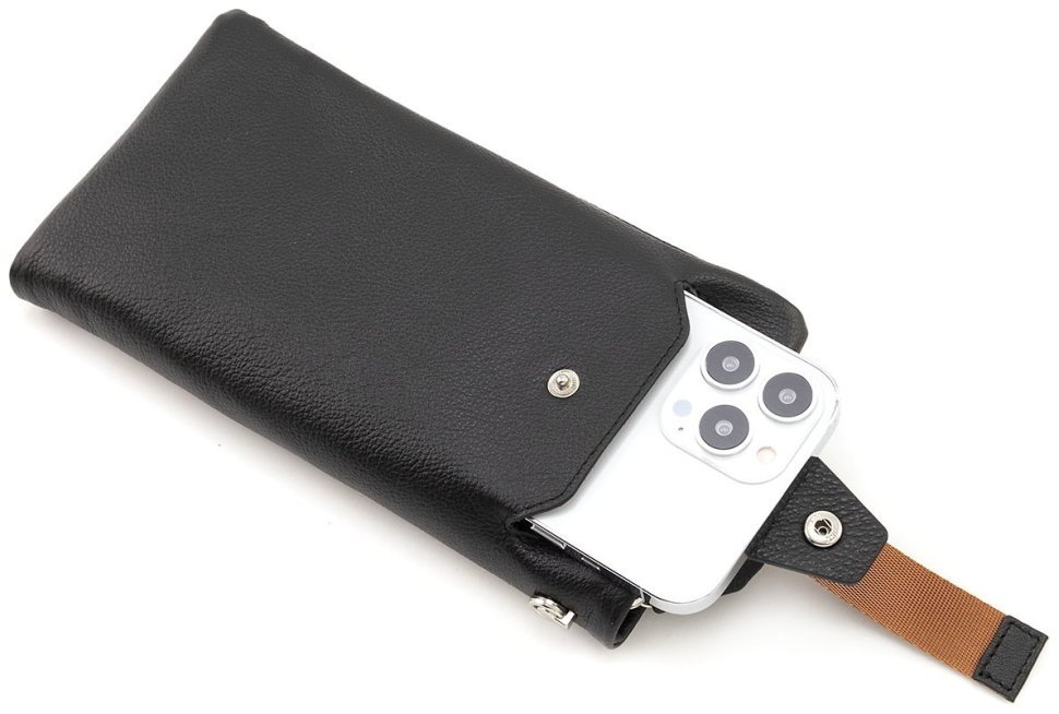 Шкіряний жіночий гаманець з кишенею для смартфона ST Leather 90855 чорного кольору modnotak фото №10