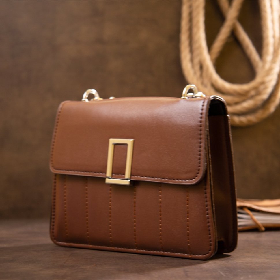 Жіноча сумка зі шкірозамінника коричневого кольору Vintage Style 91055 modnotak фото №4