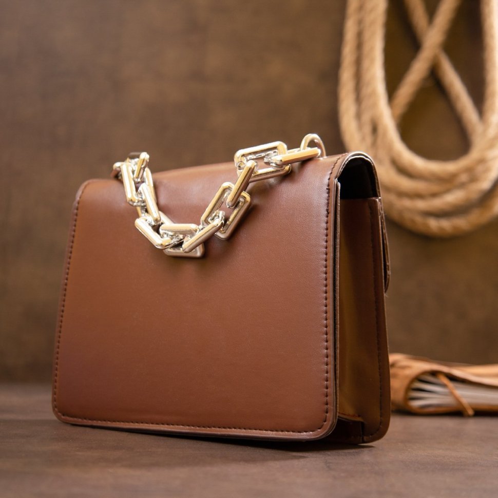 Жіноча сумка зі шкірозамінника коричневого кольору Vintage Style 91055 modnotak фото №5