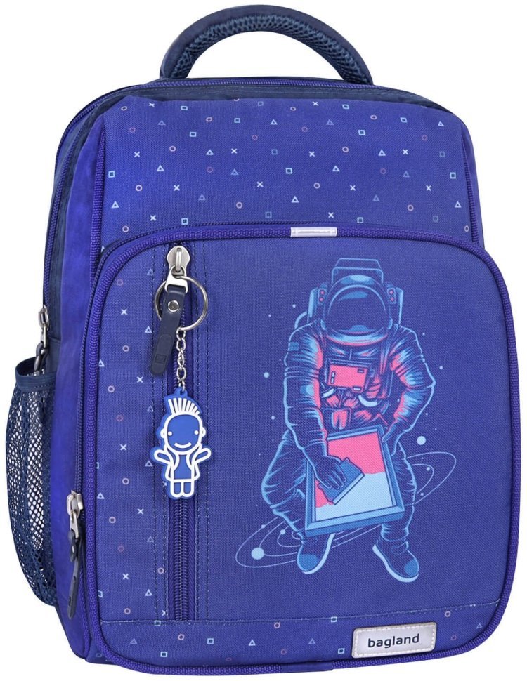 Рюкзак школьный ортопедический синего цвета принт космонавта Bagland 111255 modnotak фото №1
