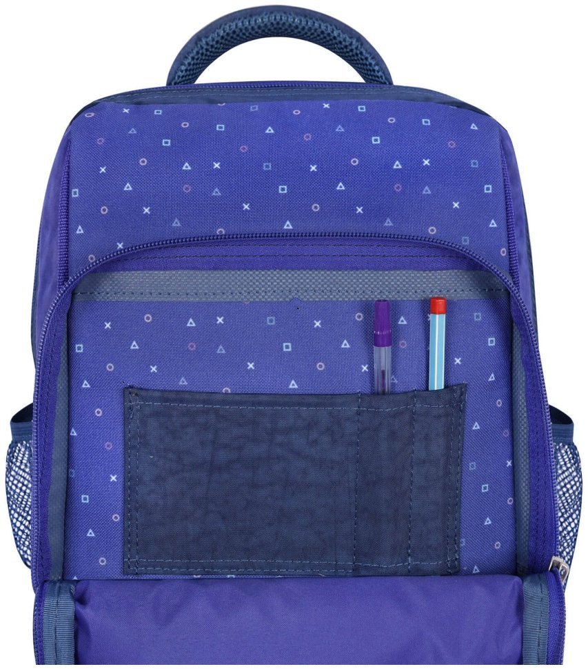 Рюкзак школьный ортопедический синего цвета принт космонавта Bagland 111255 modnotak фото №4