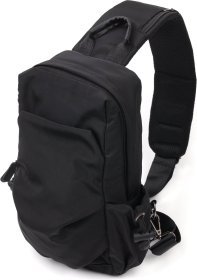 Універсальна чоловіча текстильна сумка-слінг через плече в чорному кольорі Vintage (20576)