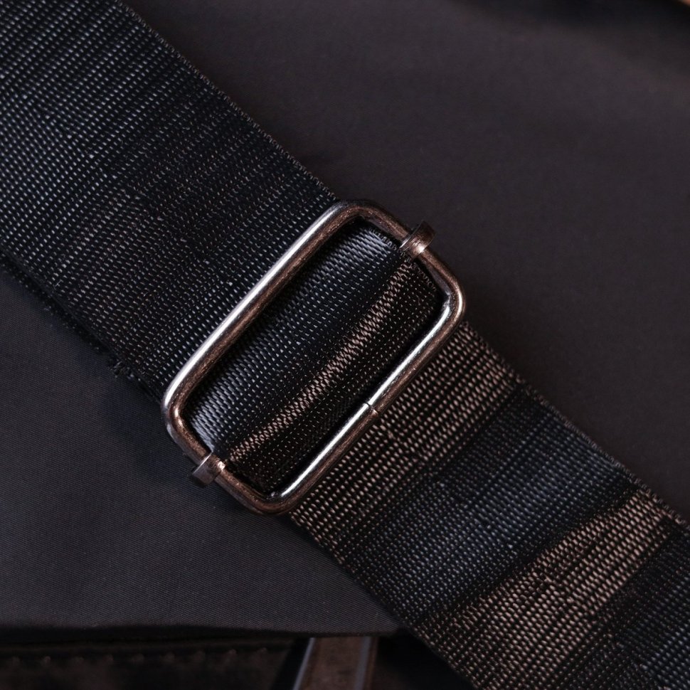 Универсальная мужская текстильная сумка-слинг через плечо в черном цвете Vintage (20576)