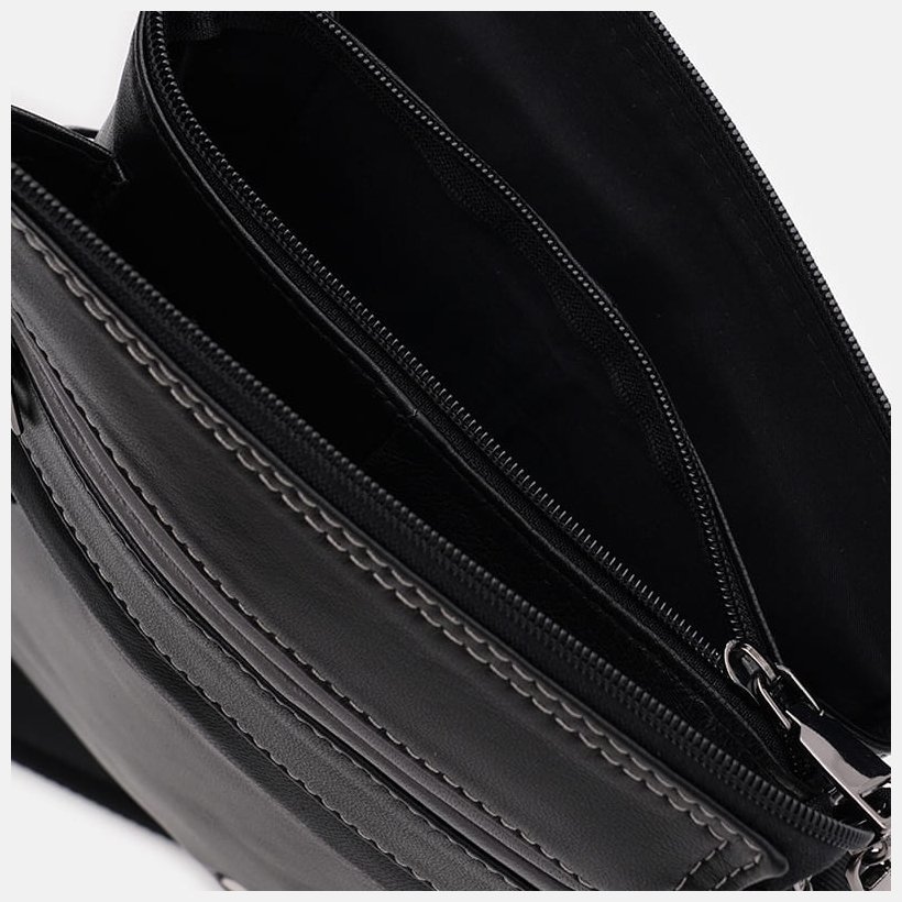 Чорна чоловіча шкіряна сумка-барсетка з ручкою Ricco Grande 71555