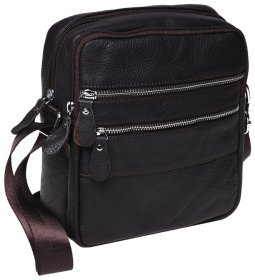 Наплічна мужская сумка-планшет з натуральної шкіри темно-коричневого кольору Borsa Leather (15656)