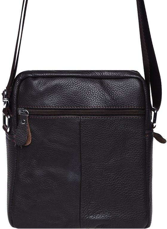 Наплічна мужская сумка-планшет з натуральної шкіри темно-коричневого кольору Borsa Leather (15656)