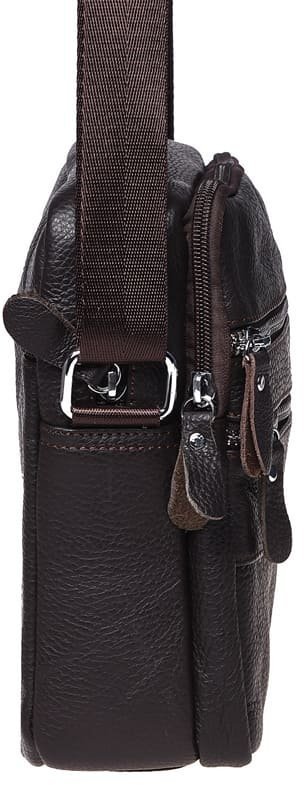 Наплечная мужская сумка-планшет из натуральной кожи темно-коричневого цвета Borsa Leather (15656)