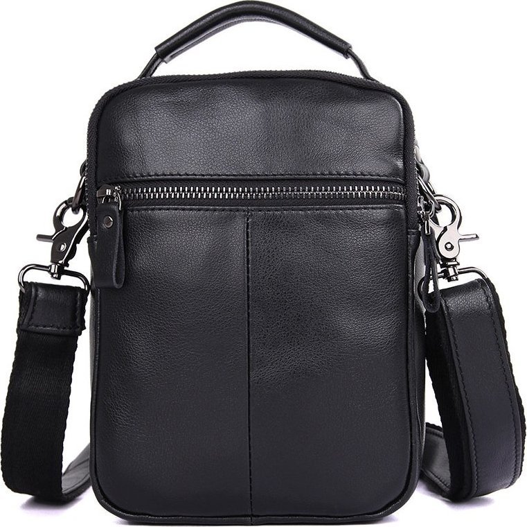 Компактна чоловіча наплечная сумка чорного кольору VINTAGE STYLE (14451)