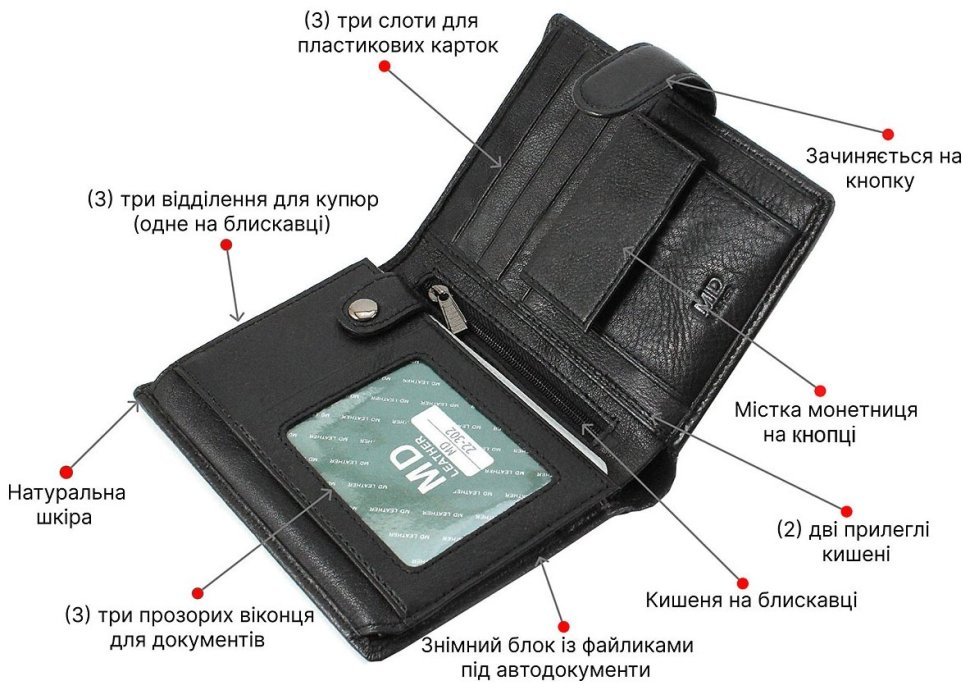 Шкіряний чоловічий гаманець під водійське посвідчення і документи MC Marco Coverna (18100) modnotak фото №4