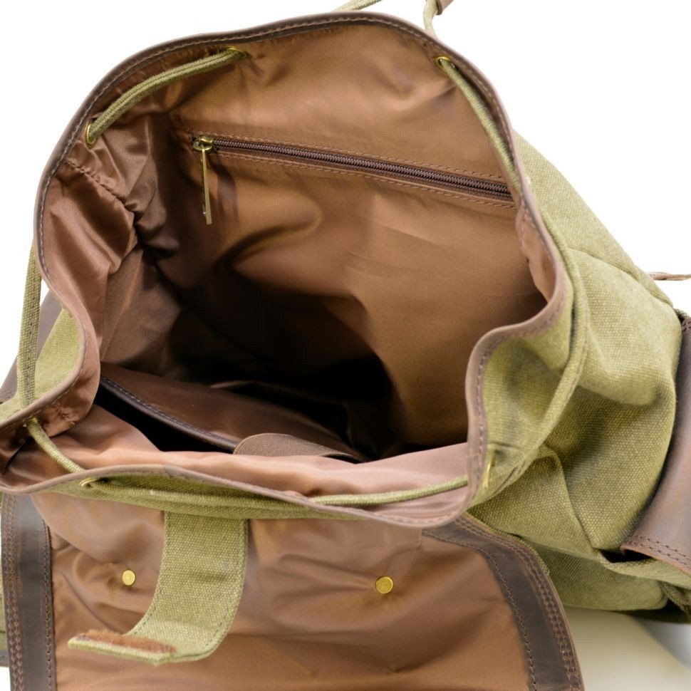 Мужской туристический рюкзак из текстиля с кожаными вставками TARWA (19936)