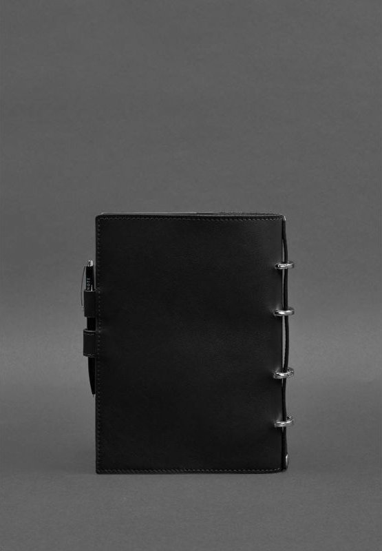 Блокнот із датованим блоком (Софт-бук) у шкіряній обкладинці чорного кольору - BlankNote (42655)