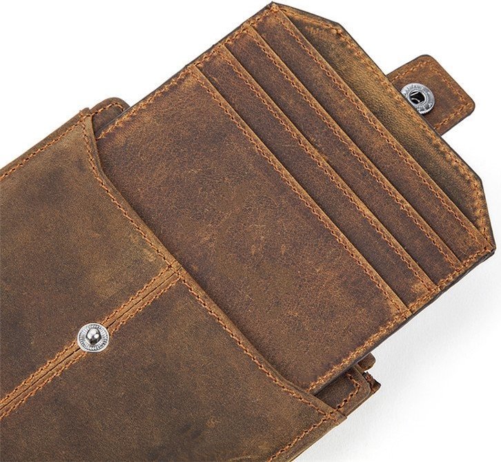 Винтажный мужской кошелек из натуральной кожи коричневого цвета Vintage (2414689)