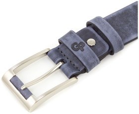 Кожаный ремень цвета индиго с классической пряжкой Grande Pelle (31256)