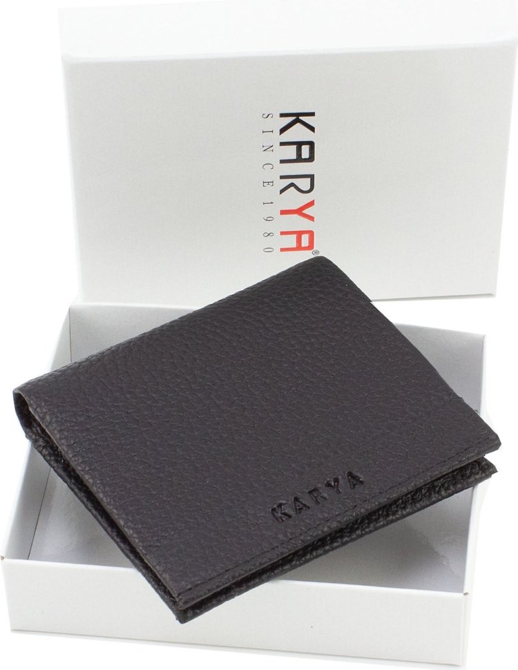 Мужское кожаное портмоне черного цвета с зажимом для купюр KARYA (21759)