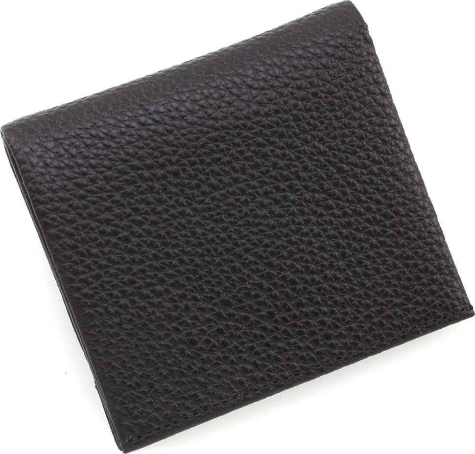 Чоловіче шкіряне портмоне чорного кольору із затискачем для купюр KARYA (21759)