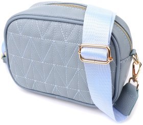 Компактна стьобана жіноча сумка крос боді зі шкіри флотар Vintage 103155 блакитна