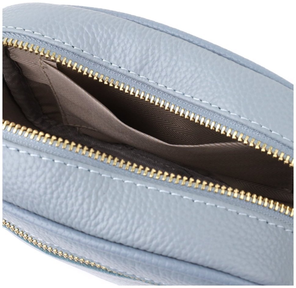 Компактна стьобана жіноча сумка крос боді зі шкіри флотар Vintage 103155 блакитна modnotak фото №8