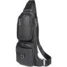 Кожаная мужская сумка - рюкзак через одно плечо черного цвета VINTAGE STYLE (14984) - 1